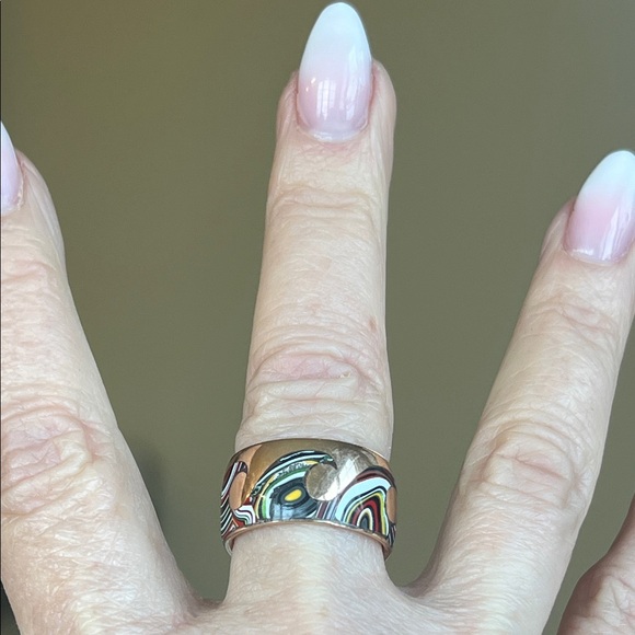 Marla Aaron Fordite 18k gold Ring - Picture 12 of 12